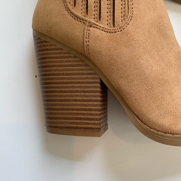 Qupid Slay Tan Vegan Suede Pointy Toe Booties - Picture 6 of 6